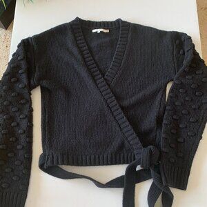 TULAROSA Wrap Sweater Popcorn Long Sleeves Black Sz M